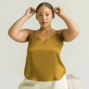 Ettitude Sateen Chamomile Brown Bamboo Lounge Cami Quiet Luxury Lightweight NWB